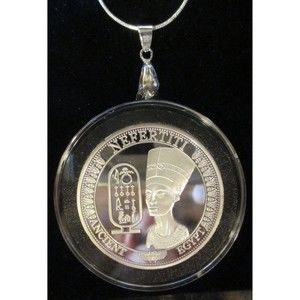 Queen Nefertiti  Coin/Pendant (Air Tight Capsule) sterling silver necklace